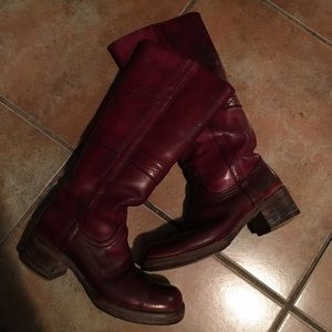 FRYE VINTAGE BLK LABEL HORSE STITCHED SIZE 8 BOOTS
